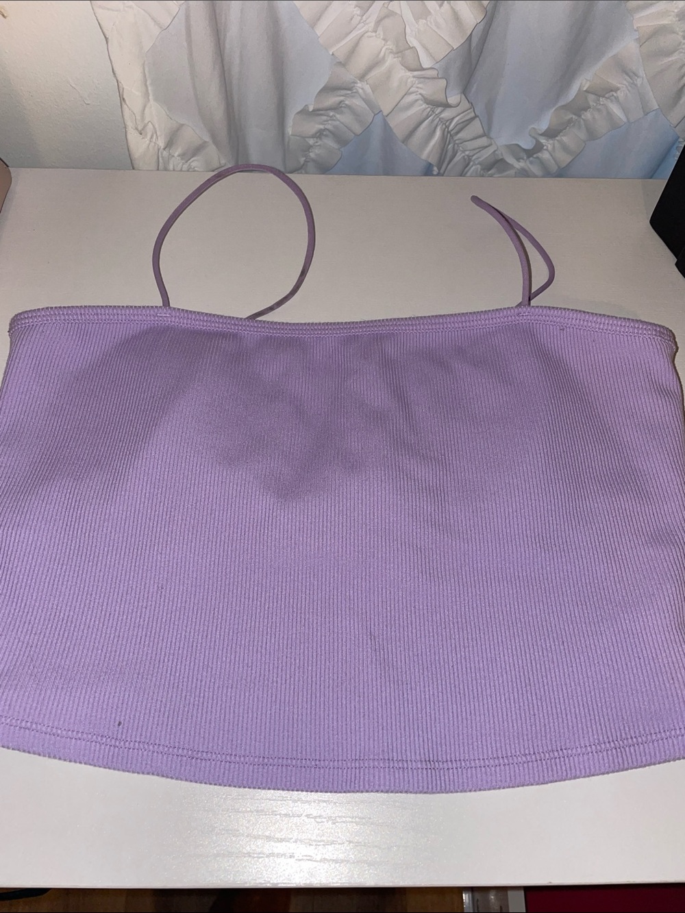 Alo Lilac Ribbed Spaghetti-Strap Crop Tank -  Women's Top